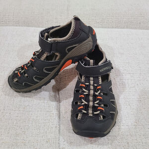 Merrell Kid's Hydro H2O Hiker Sandals Sport Black Gray Orange Leather Size 13M